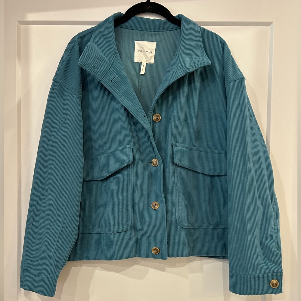Avec Les Filles Teal Corduroy Utility Jacket